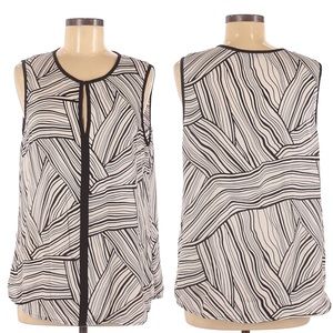 Vince Camuto M Black White Abstract Sleeveless Top